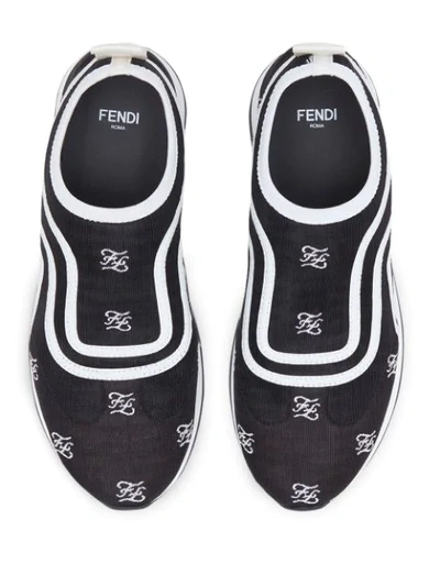 Shop Fendi Karligraphy Motif Slip-on Sneakers In Black