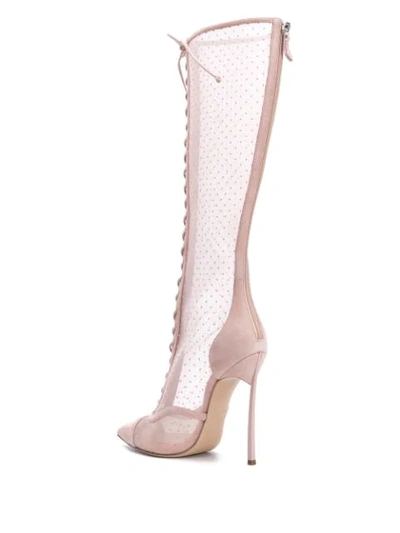 Shop Casadei Blade Point D'esprit Knee-high Boots In Pink