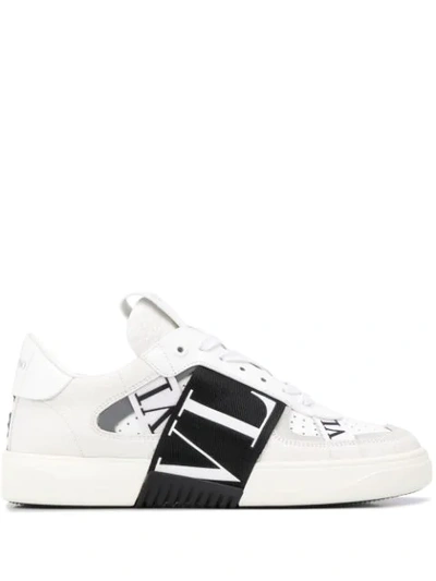 Shop Valentino Vltn Banded Sneakers In White