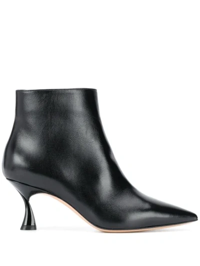 Shop Casadei Pointed Kitten Heel Ankle Boots In Black