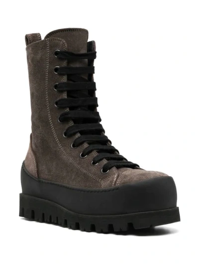 Shop Ann Demeulemeester Ridged Sole Lace-up Boots In Brown