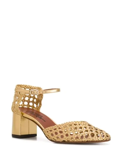 Shop Michel Vivien Petrus Woven Block-heel Pumps In Gold