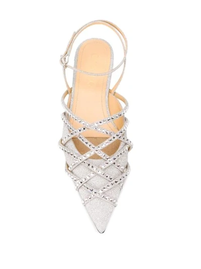 Shop Giannico Daisy Glitter Sandals In Silver