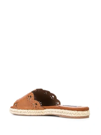 Shop Tabitha Simmons Bobbin Laser-cut Slides In Brown