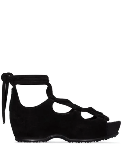 Rosetta Getty Black 65 Lace-up Suede Sandals In Black