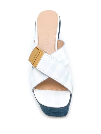 Shop Jacquemus Tatanes Wedge Mules In Blue