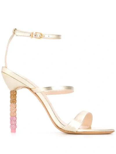 Shop Sophia Webster Rosalind Crystal-beaded Heel Sandals In Gold