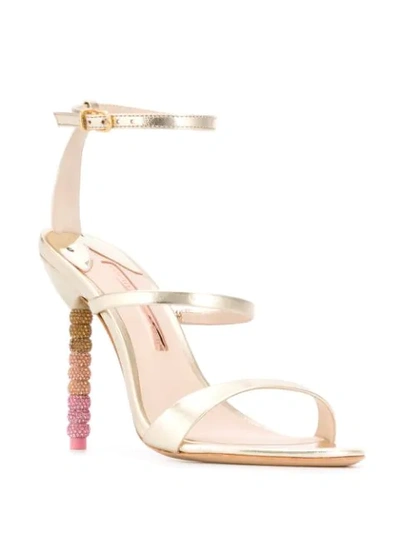 Shop Sophia Webster Rosalind Crystal-beaded Heel Sandals In Gold