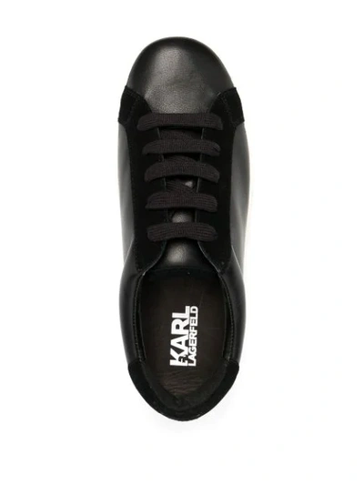 Shop Karl Lagerfeld Skool Karl Leather Sneakers In Black