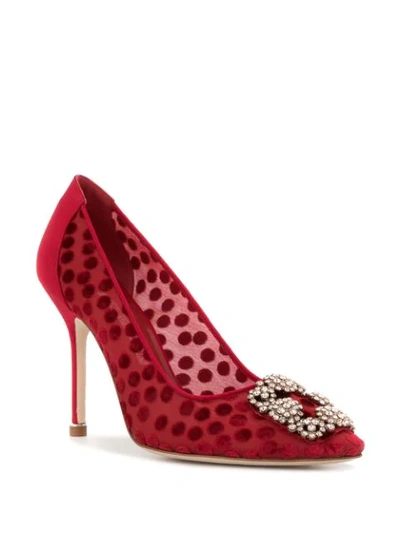 Shop Manolo Blahnik Hangisi 105mm Pumps In Red