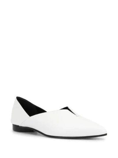 Shop Pierre Hardy Pointed Front Slit Loafers In White