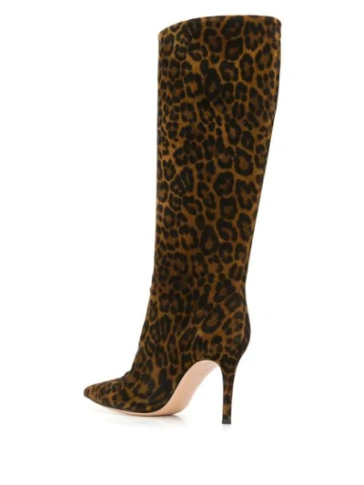 Shop Gianvito Rossi Leopard-print Boots In Brown