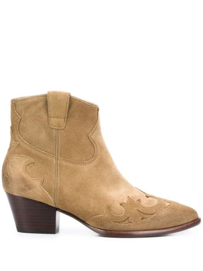 Shop Ash Harlow Block-heel Ankle Boots In Neutrals