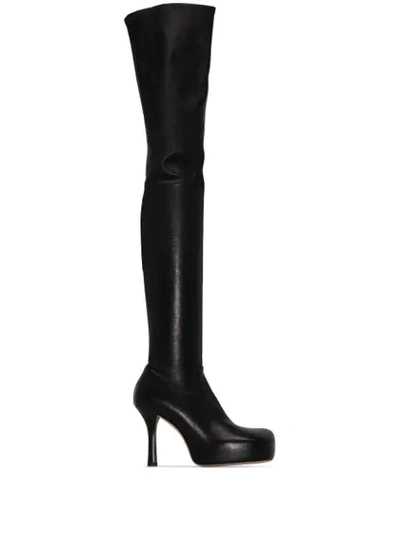 BLACK 105 OVER THE KNEE LEATHER BOOTS