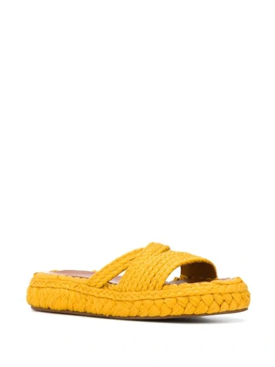 Shop Clergerie Woven Slides In Yellow