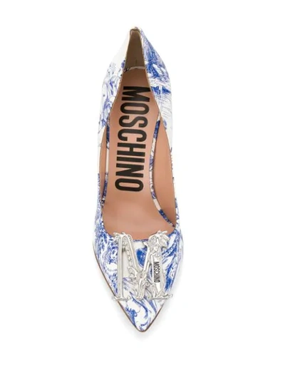 Shop Moschino Printed Baroque M Pumps In White