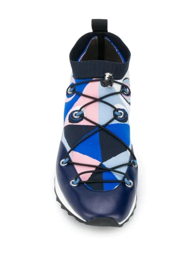 Shop Emilio Pucci Occhi Print Sneakers In Blue