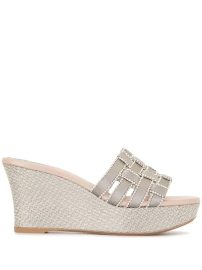 Shop René Caovilla Woven Wedge Sandals In Silver