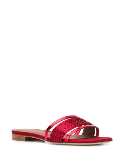 Shop Malone Souliers Rosa Crystal-embellished Satin Slides In Red