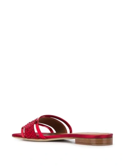 Shop Malone Souliers Rosa Crystal-embellished Satin Slides In Red