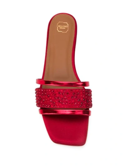 Shop Malone Souliers Rosa Crystal-embellished Satin Slides In Red