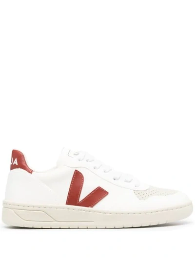 Shop Veja V-12 Logo Patch Low-top Sneakers In White