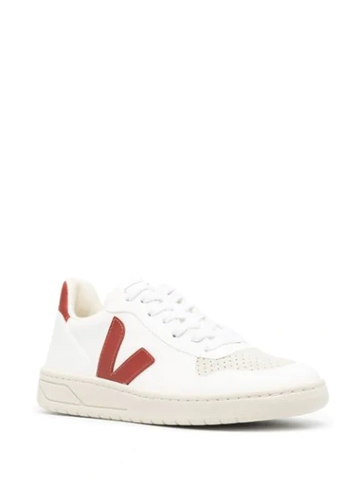 Shop Veja V-12 Logo Patch Low-top Sneakers In White