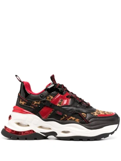 Buffalo Colour Block Panelled Sneakers In Leopard Print
