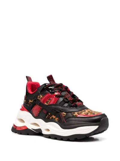 Buffalo Colour Block Panelled Sneakers In Leopard Print