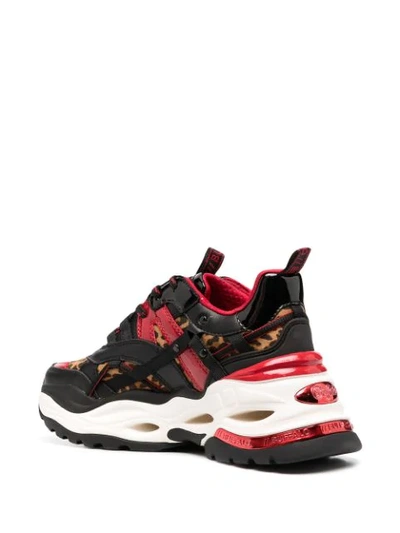 Buffalo Colour Block Panelled Sneakers In Leopard Print