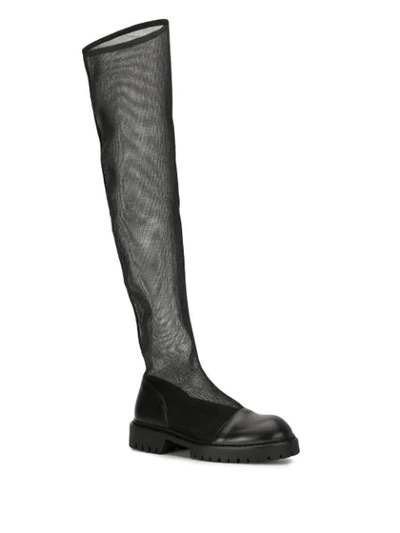 Shop Ann Demeulemeester Sheer Knee-length Boots In Black