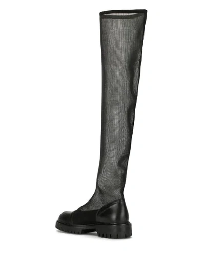 Shop Ann Demeulemeester Sheer Knee-length Boots In Black