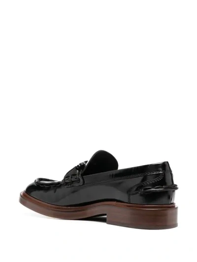 Shop Tod's Spiga Leather Loafers In Black