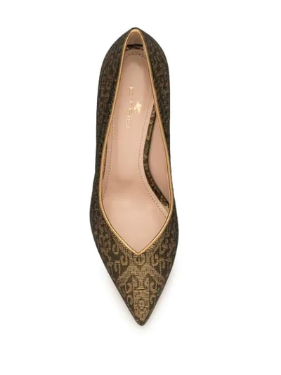 Shop Etro Jacquard Court Pumps In Gold