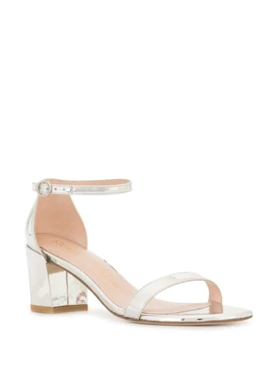 Stuart Weitzman Simplespe Metallic Sandals In Silver