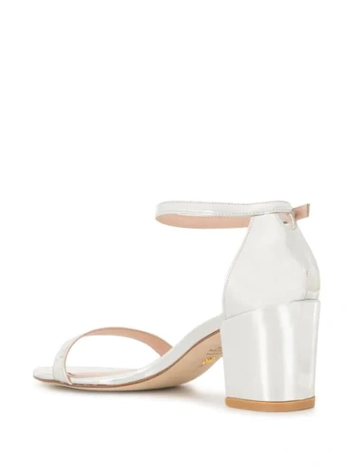 Stuart Weitzman Simplespe Metallic Sandals In Silver