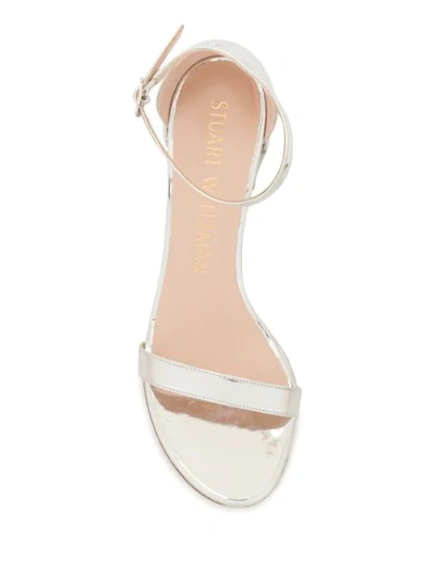 Stuart Weitzman Simplespe Metallic Sandals In Silver