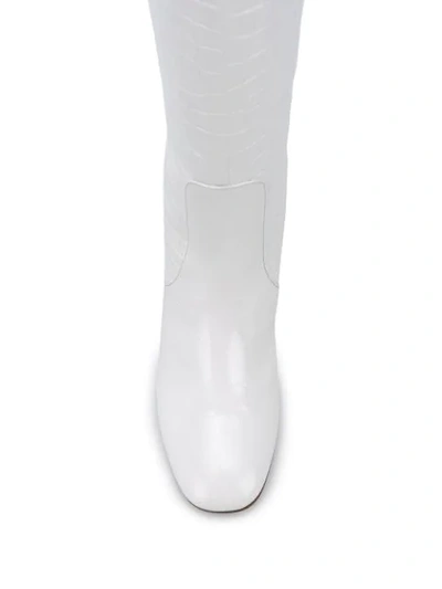 Shop Fendi Crocodile-effect Knee-high 75mm Boots In White