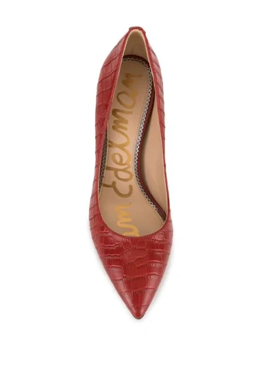 Shop Sam Edelman Hazel Croc-effect Pumps In Red