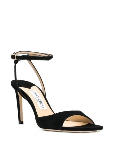 Shop Jimmy Choo Mori 85mm Suede Sandals In Black