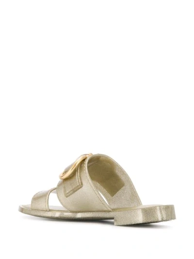 Shop Ferragamo Glitter Gancini Slider Sandals In Gold