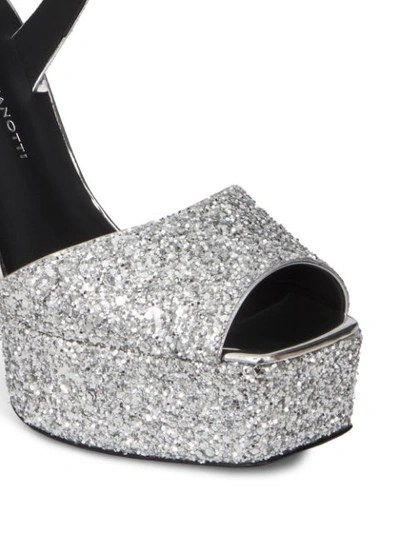 Shop Giuseppe Zanotti Laila Glitter Platform Sandals In Silver