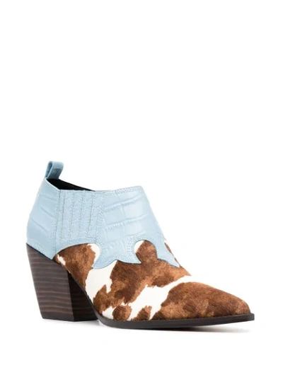 Shop Kurt Geiger Sadie Cow-pattern Western Boots In Blue