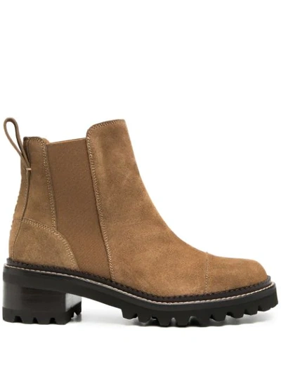 Shop See By Chloé Suede Chelsea Boots In Neutrals