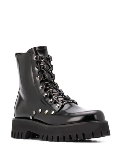 Shop Casadei Stud Ankle Biker Boots In Black