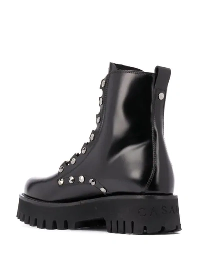 Shop Casadei Stud Ankle Biker Boots In Black