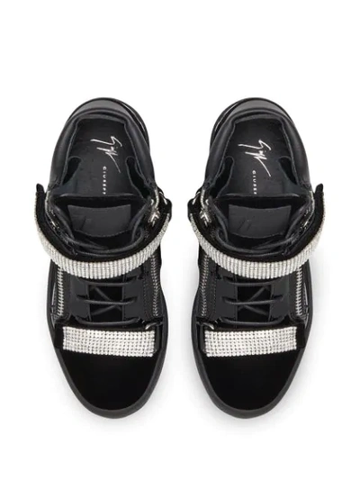 Shop Giuseppe Zanotti Embellished Straps Sneakers In Black