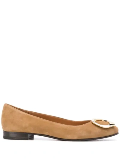 Shop Fratelli Rossetti Abstract Buckle Ballerina Shoes In Neutrals