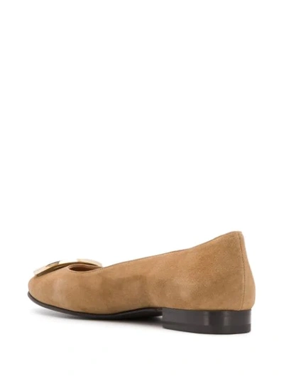 Shop Fratelli Rossetti Abstract Buckle Ballerina Shoes In Neutrals