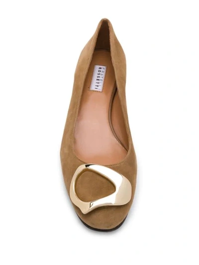 Shop Fratelli Rossetti Abstract Buckle Ballerina Shoes In Neutrals